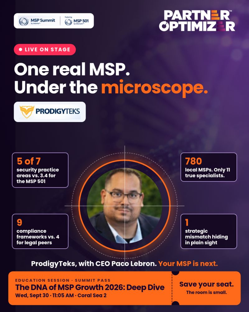 MSP Summit session featuring ProdigyTeks benchmarked live by PartnerOptimizer